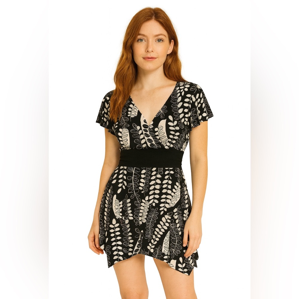 Y2K retro plunging leaves dress
